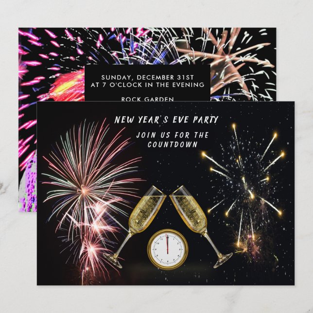 New Year’s Eve Party Fireworks Countdown Invitation (Front/Back)