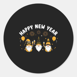 New Year’s Eve Party Happy New Year Gnome Confetti Classic Round Sticker