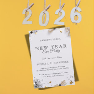 New Year’s Eve Party Invitation   Festive Gold