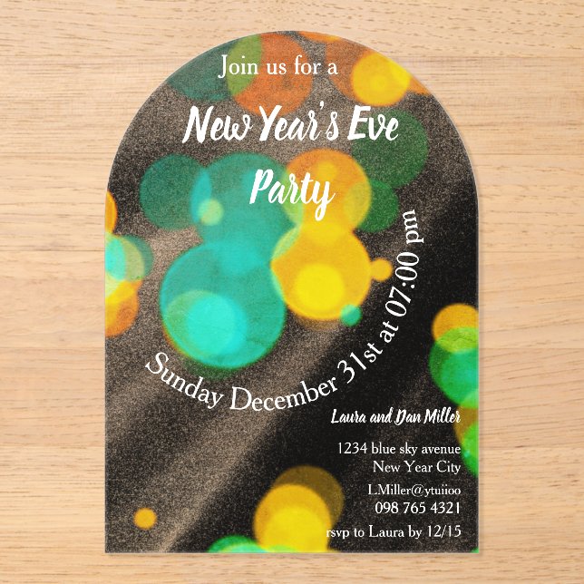 New Year’s Eve party multicolor   Acrylic Invitations (Front)