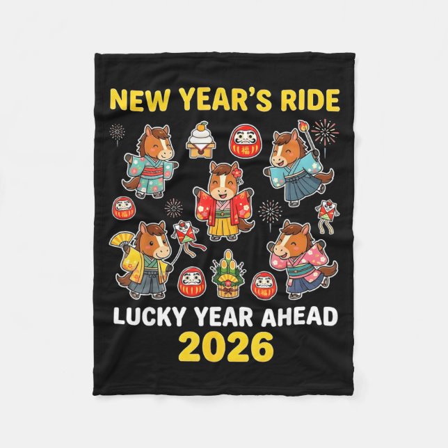 New Year’s Ride 2026 Cute Zodiac Celebration Graph Fleece Blanket (Front)