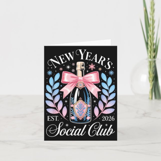 New Year’s Social Club 2026 Elegant Champagne Art  Card (Front)