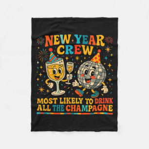 New Year’s Social Club 2026 Elegant Champagne Art  Fleece Blanket