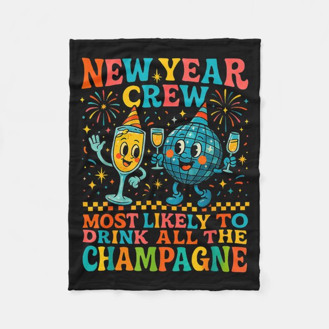 New Year’s Social Club 2026 Elegant Champagne Art  Fleece Blanket (Front)