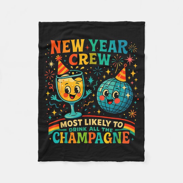 New Year’s Social Club 2026 Elegant Champagne Art  Fleece Blanket (Front)