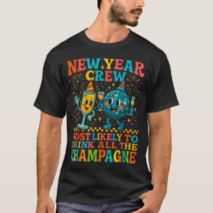 New Year’s Social Club 2026 Elegant Champagne Art T-Shirt