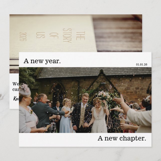 New Year’s Wedding Holiday Photo Card (Front/Back)