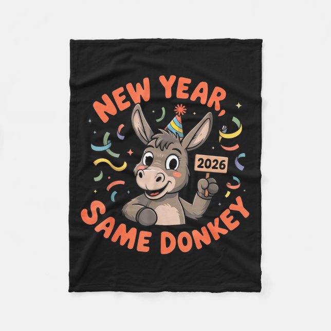 New Year Same 2026 Funny Farm Animal Family Matchi Fleece Blanket (Front)