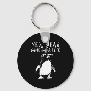New Year Same Baka Life Funny Penguin Joke Key Ring