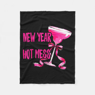 New Year Same Hot Mess Happy New Year 2026 Party Fleece Blanket