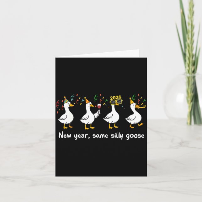 New Year Same Silly Goose Family Matching New Year Card (Front)