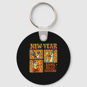 New Year Same Silly Goose Funny Retro Party Gift Key Ring