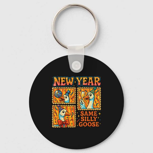 New Year Same Silly Goose Funny Retro Party Gift  Key Ring (Front)