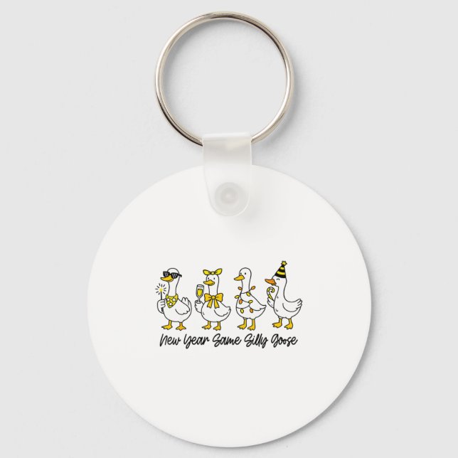 New Year Same Silly Goose Happy New Year Eve Goose Key Ring (Front)