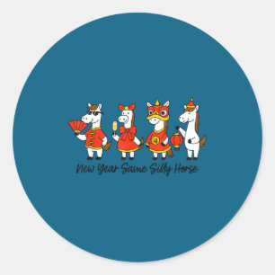 New Year Same Silly Horse Funny Chinese Lunar New  Classic Round Sticker
