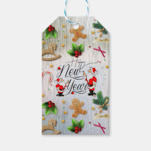 new year silver gift label