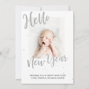 New Year Silver Sparkle Baby Announcement