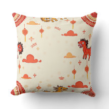 New Year Simple Patterned Pillow