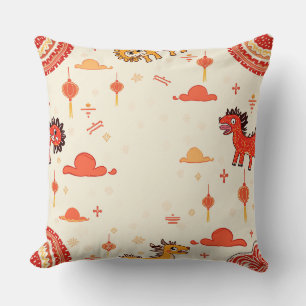 New Year Simple Patterned Pillow