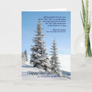 New Year Snow Sky Daughter & Family Tennyson Poem Holiday Card
