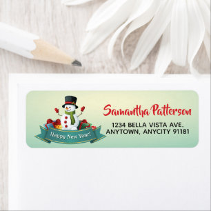 New Year Snowman Return Address Label