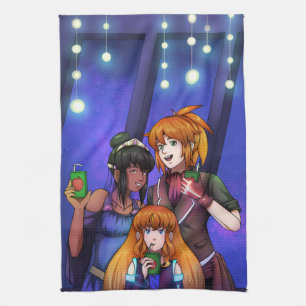 New Year Space Celebration Tea Towel