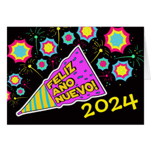 New Year Spanish Add Date Bright Colourful Design