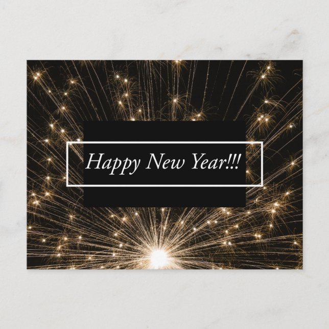 New Year Sparks  Holiday Postcard (Front)