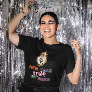 New Year State of Mind 2026 Gold Trim Clock T-Shirt