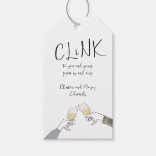 New Year Toast “Clink” Wine Glass Cheers Gift Tags