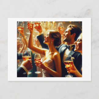 New Year Toast With Friends,  Postcard