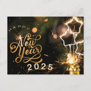 New year typography 2025 postcard