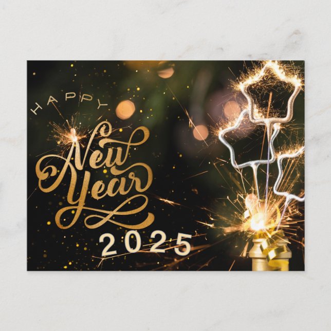 New year typography 2025 postcard (Front)