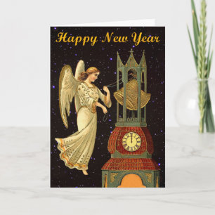 new year vintage angel holiday card