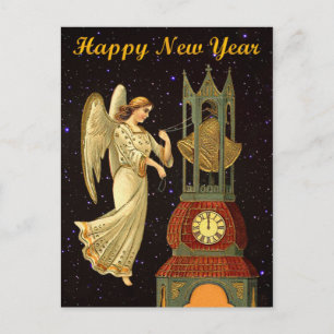 new year vintage angel holiday postcard