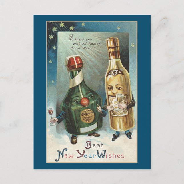 NEW YEAR VINTAGE BEST WISHES POSTCARD (Front)