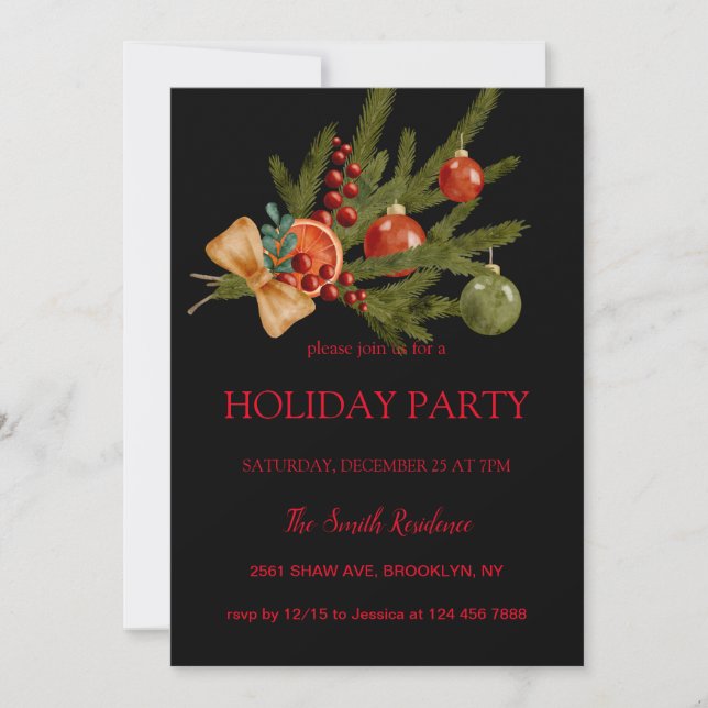 New Year Vintage ornaments Invitation (Front)