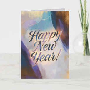New Year Watercolor Contrasts Holiday Card