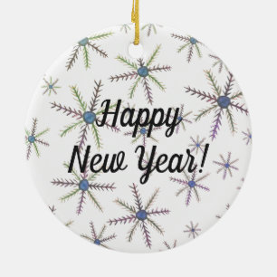 New Year Watercolor Snowflakes Ornament