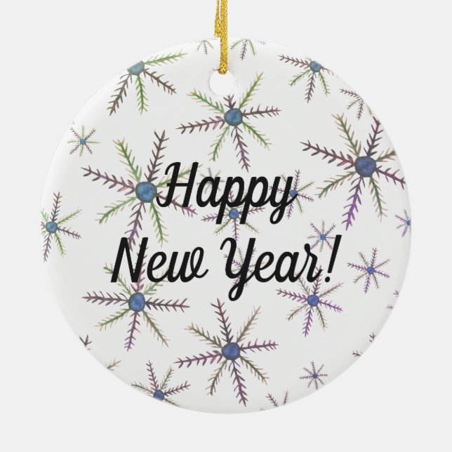 New Year Watercolor Snowflakes Ornament (Back)