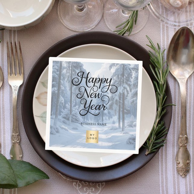 New Year winter wonderland business logo Napkin (Creator Uploaded)
