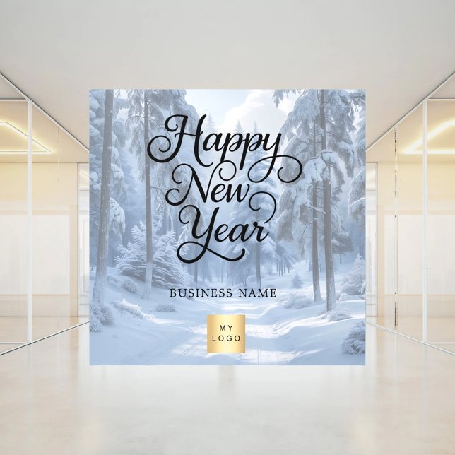 New Year winter wonderland business logo Window Cling (Creator Uploaded)