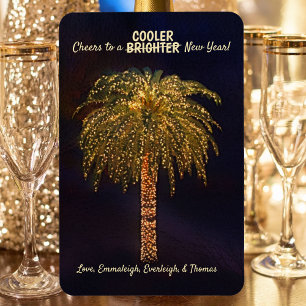 New Year Wishes and Lit Up Christmas Palm Tree Magnet