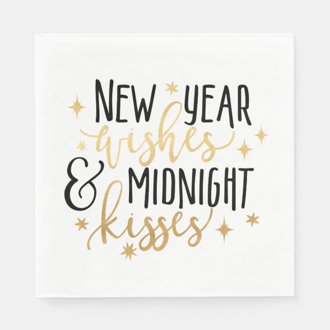 New Year Wishes and Midnight Kisses  Napkin (Front)