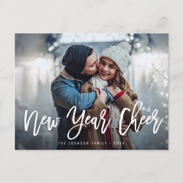 NEW YEAR WISHES | Brush script greeting card (Front)
