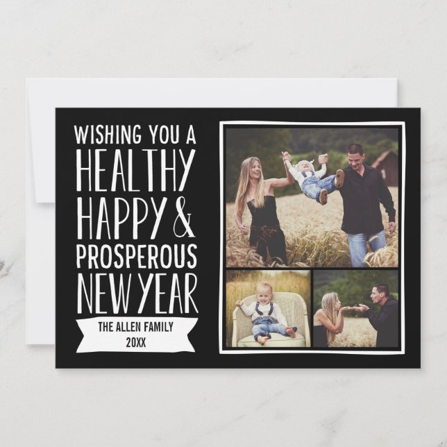 New Year Wishes Holiday Photo Cards (Front)