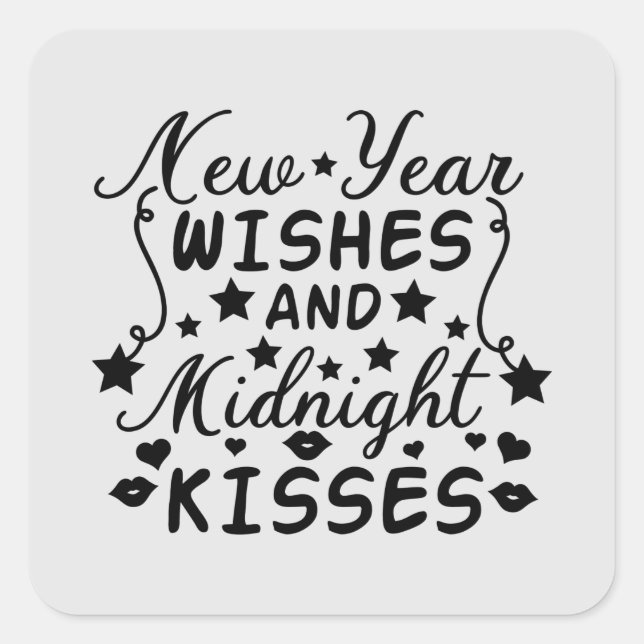New Year wishes midnight kisses Square Sticker (Front)