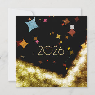 new year with gold & confettis invitation ( 2026 )