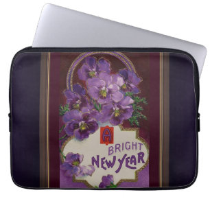 New Year With Purple Flowers Laptop Sleeve