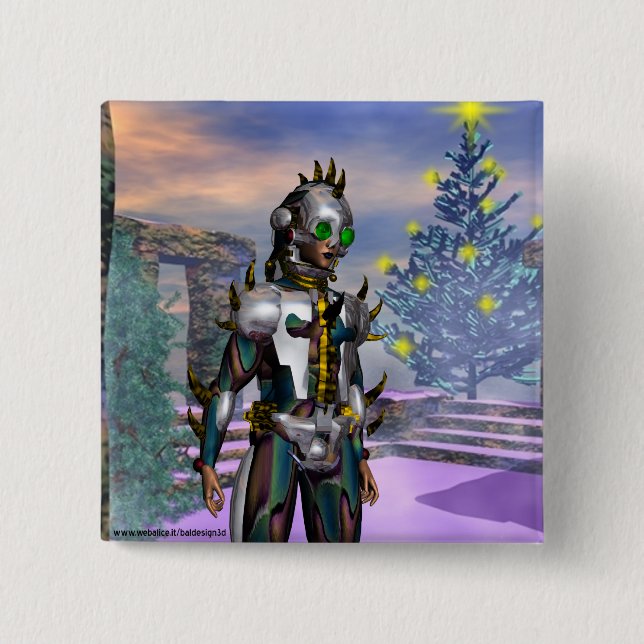 NEW YEAR'EVE OF A CYBORG DROPPED FROM THE FUTURE 15 CM SQUARE BADGE (Front)